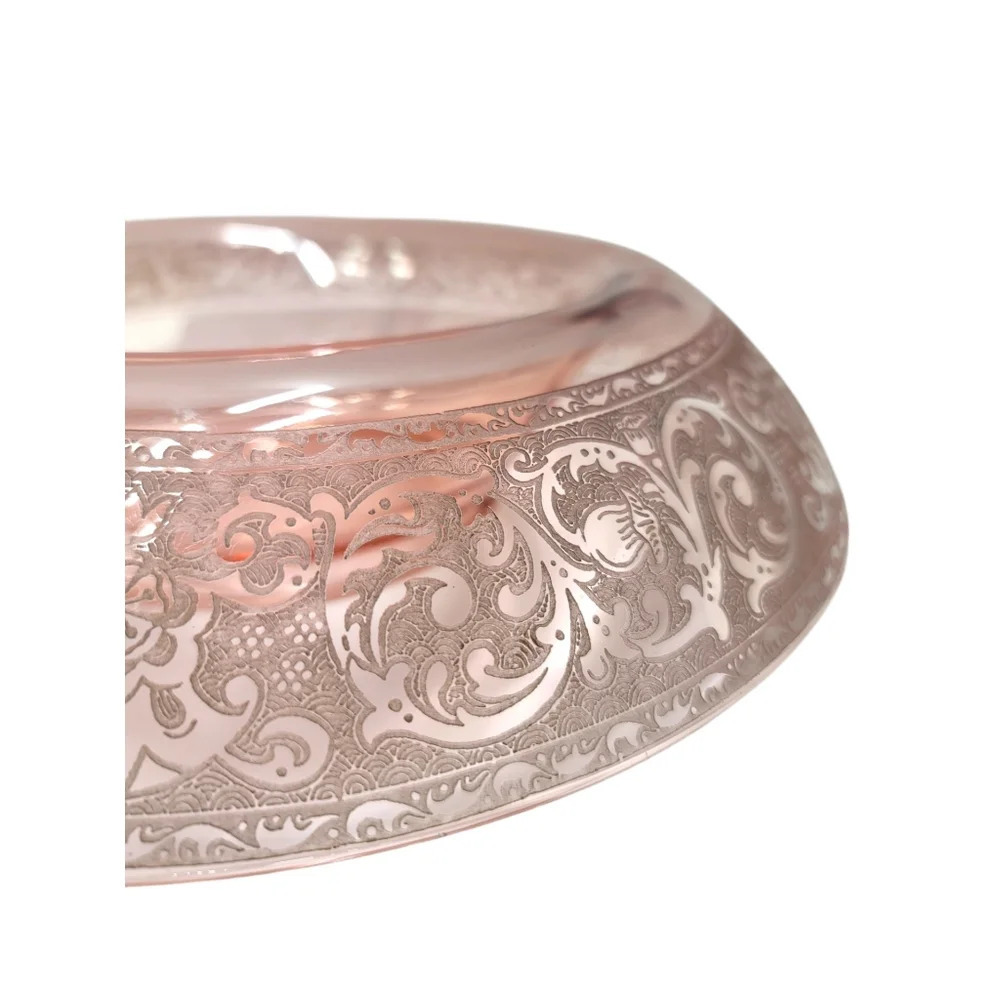 Etched Vintage Pink Depression Glass Console Dish